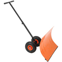 Garvee Schneeschieber 50 cm, Mit Rädern, 5 Fach Verstellbar, Rutschfest, Für Einfahrten & Gehwege