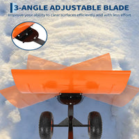 Garvee Schneeschieber 50 cm, Mit Rädern, 5 Fach Verstellbar, Rutschfest, Für Einfahrten & Gehwege