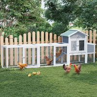 Garvee Hühnerstall 312×56×113 cm, Holz, Mit Nestbox, Voliere, Schiebetray, Für Geflügel