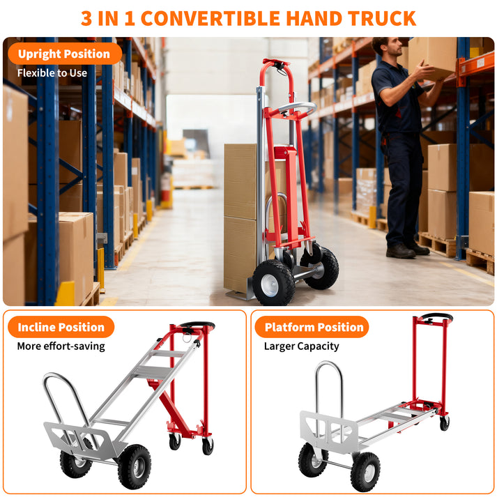 3-in-1 Funktionen als Sackkarre, Plattformwagen und Klappwagen