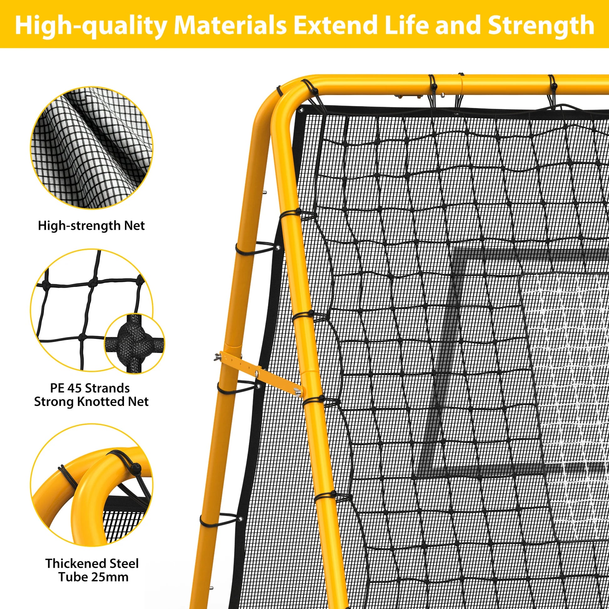 Garvee Fußball Rebounder Netz 120 x 120 cm, Verstellbar, Doppelseitig, Stahlrahmen, Wetterfest