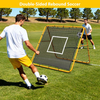 Garvee Fußball Rebounder Netz 120 x 120 cm, Verstellbar, Doppelseitig, Stahlrahmen, Wetterfest