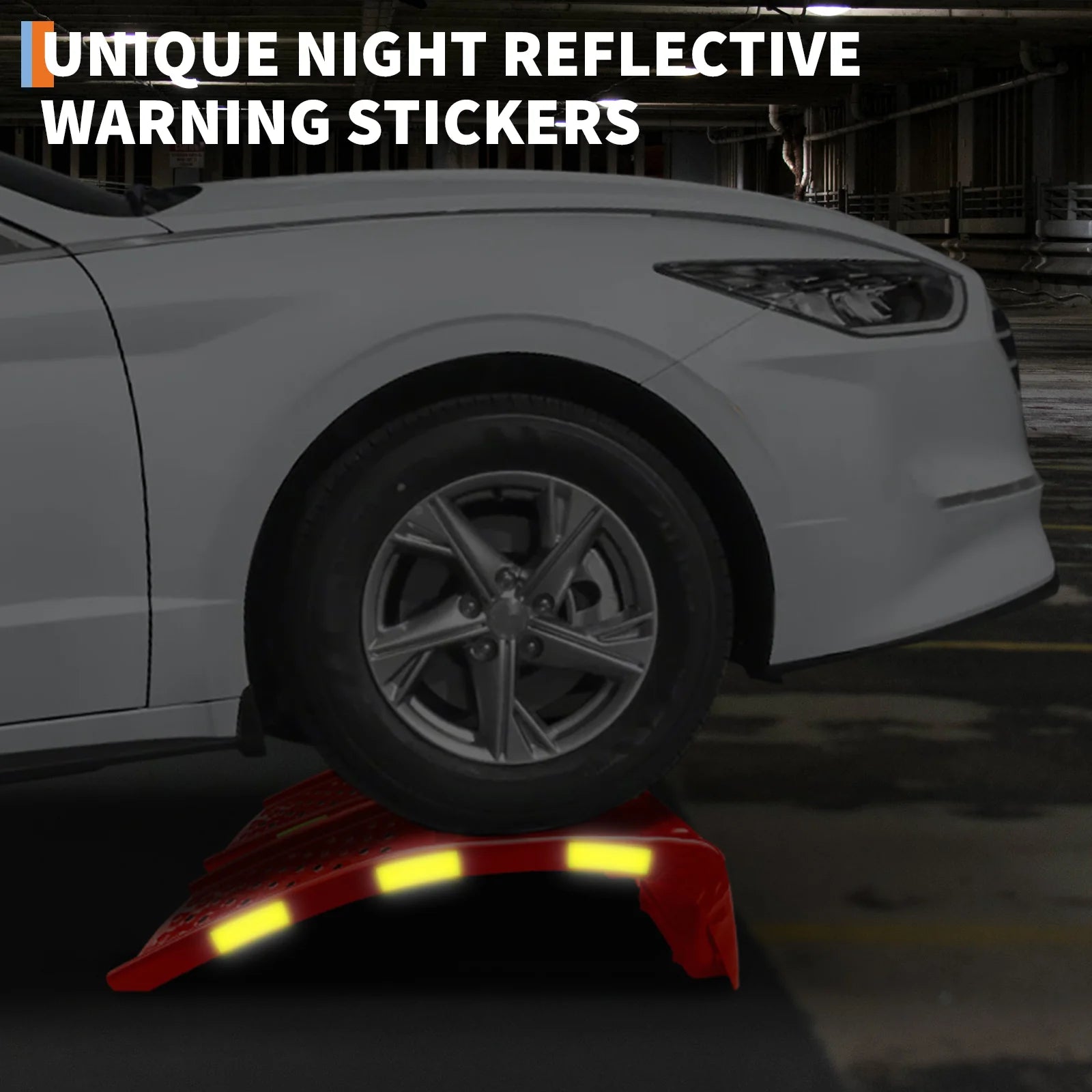 GARVEE PKW-Auffahrrampen 2er-Set aus Stahl, Bis 3.630 kg Belastbarkeit, 23 cm Hubhöhe, Wartungsrampen mit Reflektierenden Sicherheitsaufklebern für PKW, SUV & LKW, Rot