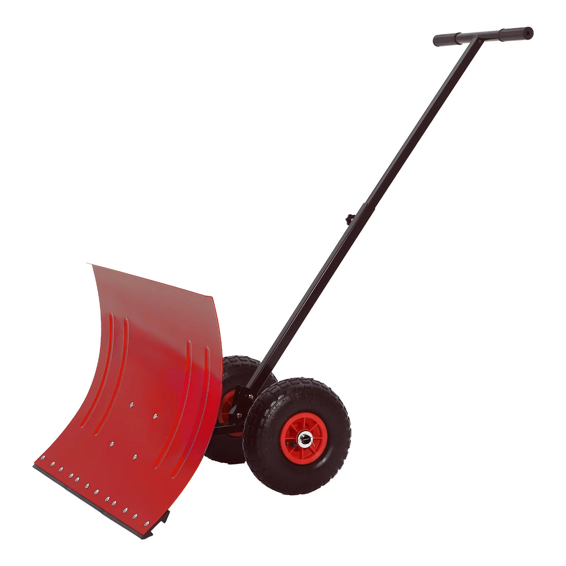 Garvee Schneeschieber 51 cm, Mit Rädern, 5 Fach Verstellbar, Rutschfest, Für Einfahrten & Gehwege