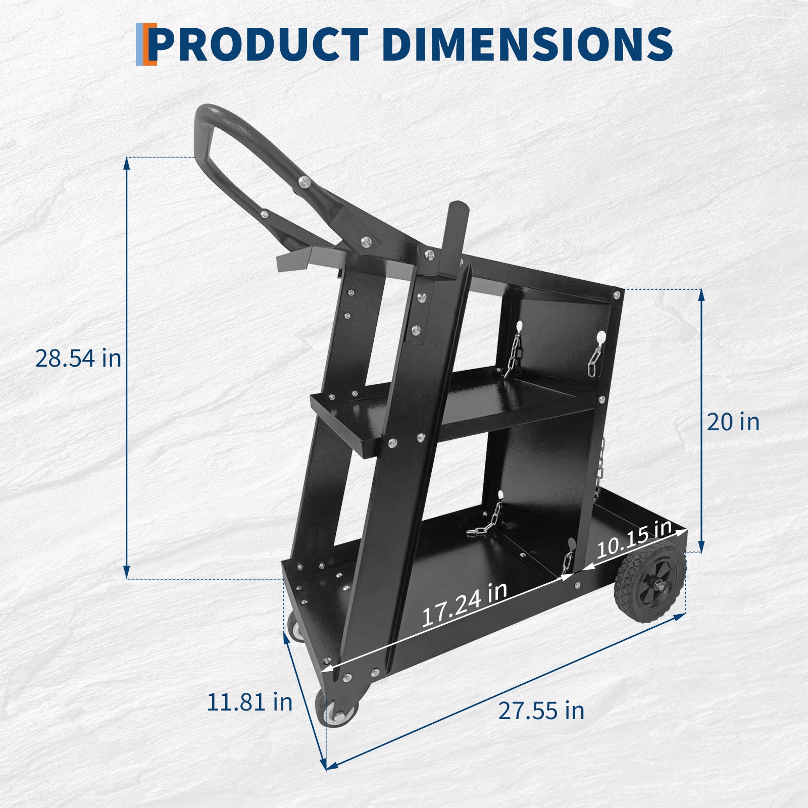 Garvee Schweißwagen 3-stufig, 100 Kg Tragkraft, Stahl, Mit Rollen & Sicherheitsketten, Für Werkstatt