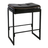 Garvee Sattel Barhocker 66 cm, Ergonomisches Wachsleder, Eisenrahmen, Modern, Für Küche & Café, Schwarz