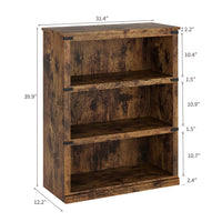 Garvee Bücherregal 4 Ebenen 80 x 32 x 102 cm, breites Standregal aus Holz mit 3 Regalbereichen, stabiles Aufbewahrungsregal im Industrie-Look, Vintage