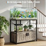 Garvee Aquarienständer für 150–190-Liter-Aquarien, 93 × 48 × 80 cm, bis 300 kg, mit Unterschrank, Ablage und verstellbaren Füßen, Grau - Grau