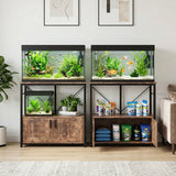 Garvee Aquarienständer für 150–190 L Aquarium, 300 kg Tragkraft, 93 × 48 × 80 cm, Doppel-Aquarium-Unterschrank mit Stauraum und verstellbaren Füßen, Braun - Braun