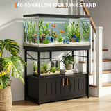Garvee Aquarienständer für 150–190-Liter-Aquarien, 93 × 48 × 80 cm, bis 300 kg, mit Unterschrank, Ablage und verstellbaren Füßen, Schwarz - Schwarz