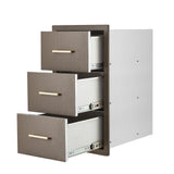 Garvee Outdoor-Küchenschrank mit 3 Schubladen, 41 × 72 × 52 cm, für Grillinsel und Außenküche, Grau - Grau