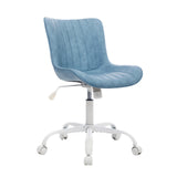 Garvee Schreibtischstuhl ohne Armlehnen, höhenverstellbarer Bürostuhl mit Rollen, 360° drehbar, gepolsterter Schminkstuhl mit Stoffbezug, 49,5–60,5 cm Sitzhöhe, Blau - Blau
