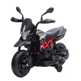 Garvee Kinder Elektromotorrad mit abnehmbaren Stützrädern, Handbremse, LED, Musik, USB und Federung, 3 km/h, Schwarz, für Kinder 3–6 Jahre - Schwarz