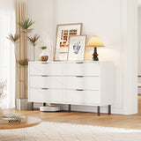 Garvee Schrank, 138 × 40 × 76 cm (6 Schubladen), LED, 6 Schubladen, Weiß - Weiß