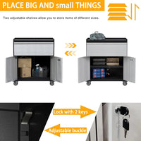 GARVEE Mobiler Werkzeugschrank aus Metall mit Schublade & 360° Rollen - 77x46x80cm