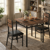 Garvee Essgruppe 3-teilig, 110 × 70 × 77 cm, für 2 Personen, Esstisch mit gepolsterten Stühlen, Metall, Vintage - 