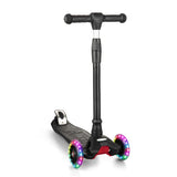 Garvee Kinderroller 3-fach Höhenverstellbar Schwarz – Robuster Aluminium-Roller mit 3 Höhenstufen, LED-Rädern und Trittbremse für Kinder 3-10 Jahre Outdoor. - Schwarz