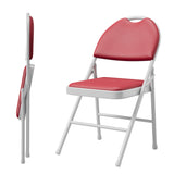 Garvee Klappstühle Set 2, PU Leder Gepolstert, Metallrahmen, Faltbar, Für Büro & Events - Rot