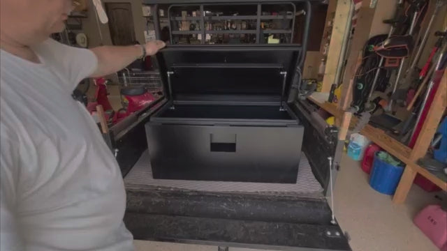 Garvee Deichselbox 91 × 38 × 38 cm aus Stahl, LKW-Werkzeugkasten mit Gasdruckfeder für Anhänger & Wohnmobil, Schwarz