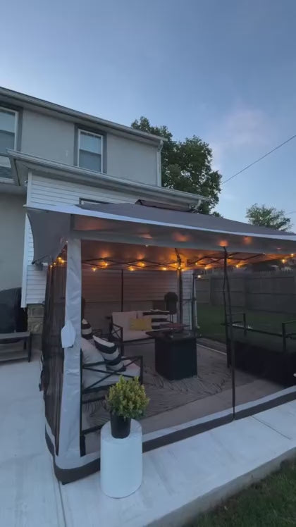 GARVEE Pop-Up Gazebo 4×4 m, Faltpavillon mit Moskitonetz, Robustes Stahlgestell, Wetterfest und Stabil für Garten, Terrasse und Outdoor-Events, Khaki