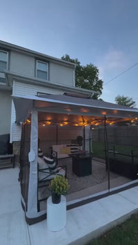 GARVEE Pop-Up Gazebo 4×4 m, Faltpavillon mit Moskitonetz, Robustes Stahlgestell, Wetterfest und Stabil für Garten, Terrasse und Outdoor-Events, Khaki
