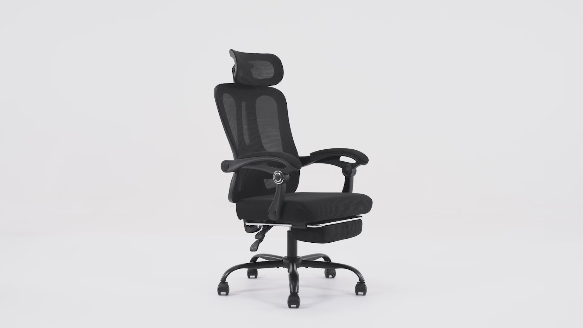 Garvee Ergonomischer Bürostuhl Mesh Mit Hoher Rückenlehne, Verstellbarer Kopfstütze, Fußstütze Für Home Office & Schlafzimmer, Höhenverstellbar, Atmungsaktiv, Rollen Schwarz