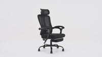 Garvee Ergonomischer Bürostuhl Mesh Mit Hoher Rückenlehne, Verstellbarer Kopfstütze, Fußstütze Für Home Office & Schlafzimmer, Höhenverstellbar, Atmungsaktiv, Rollen Schwarz