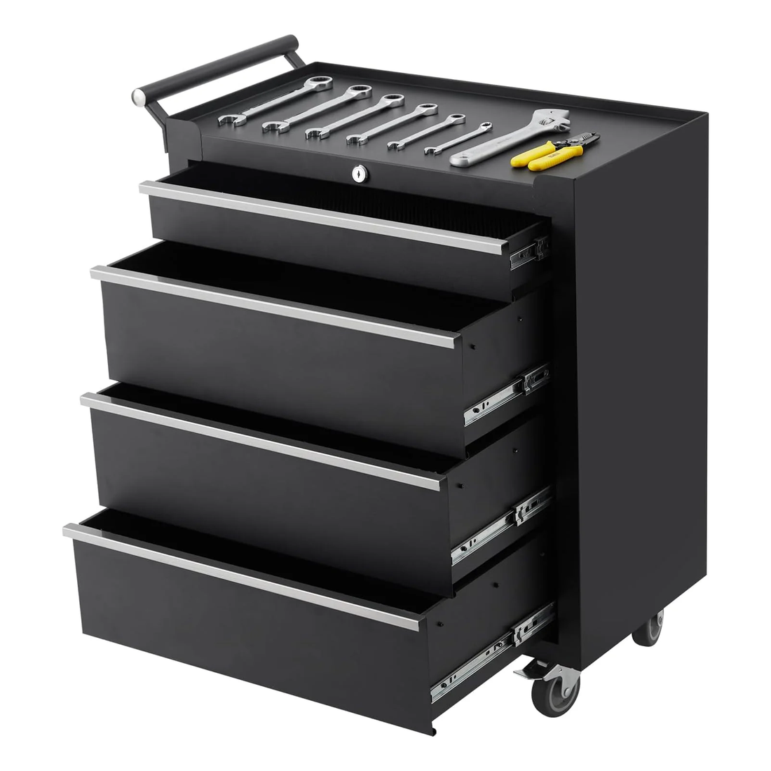 Garvee Werkzeugwagen 6 Schubladen, 62 cm, Mit Rollen & Schloss, Stahl, Für Werkstatt & Garage