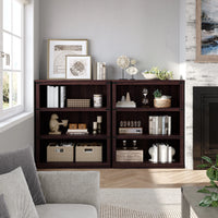 Garvee Bücherregal 4 Ebenen 80 x 32 x 102 cm, breites Standregal aus Holz mit 3 Regalbereichen, stabiles Aufbewahrungsregal im Industrie-Look, Kirschbaum