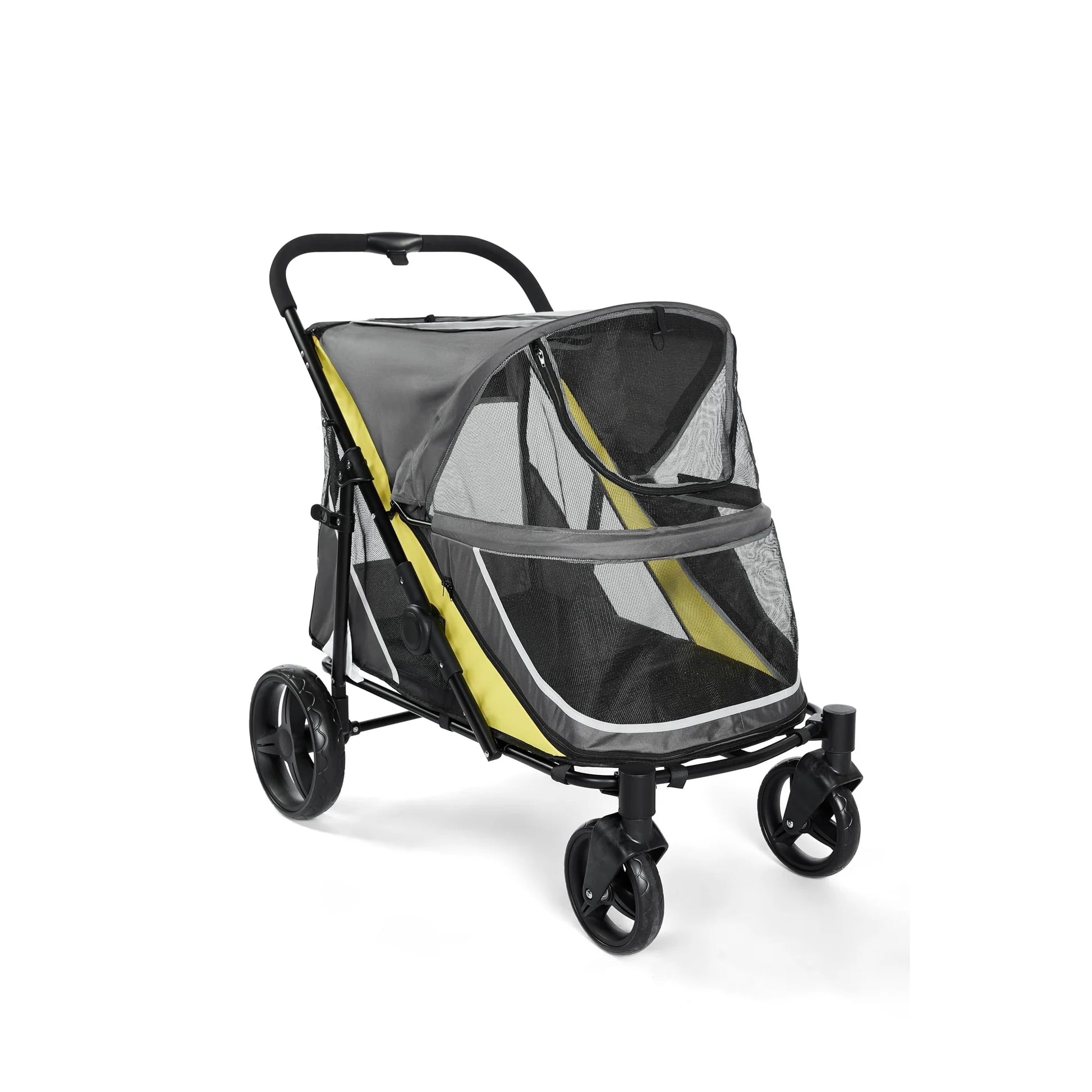 Garvee Hundebuggy für große Hunde 90 × 60 × 51 cm, faltbarer Haustierbuggy mit Aluminiumrahmen, 360° schwenkbaren Rädern und atmungsaktivem Mesh, Grau