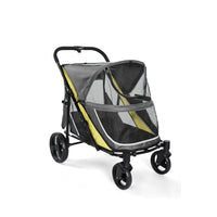 Garvee Hundebuggy für große Hunde 90 × 60 × 51 cm, faltbarer Haustierbuggy mit Aluminiumrahmen, 360° schwenkbaren Rädern und atmungsaktivem Mesh, Grau