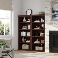 Garvee Bücherregal 171 cm, 5-stöckiges Standregal im Landhausstil, offenes Holzregal mit 5 Ablagen und Stauraum, für Homeoffice, Wohnzimmer & Schlafzimmer, Rotbraun