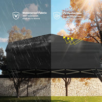 GARVEE Pop-Up Pavillon 3x3 m, Faltpavillon aus 210D Oxford, Robustes Stahlgestell, Wetterfest und Stabil für Camping, Gartenpartys und Outdoor-Events, Schwarz