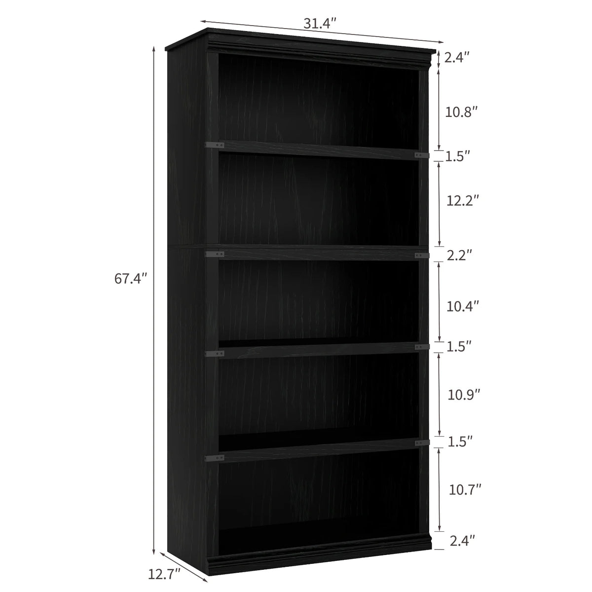 Garvee schwarzes Bücherregal für Wohnzimmer Büro Schlafzimmer und Flur