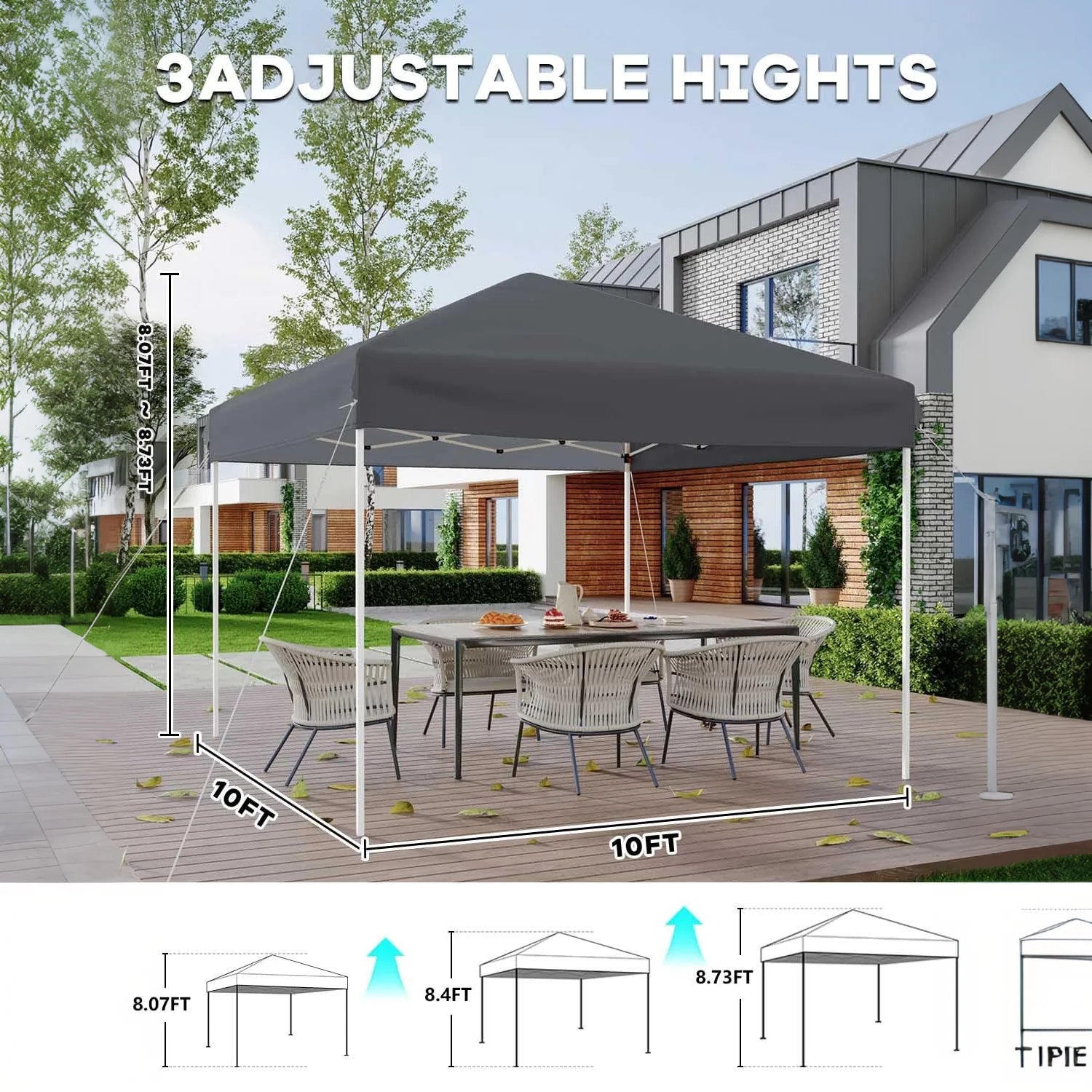 Garvee Pop Up Pavillon 3×3 m, 210D Oxford, Stahlrahmen, Für Camping & Events