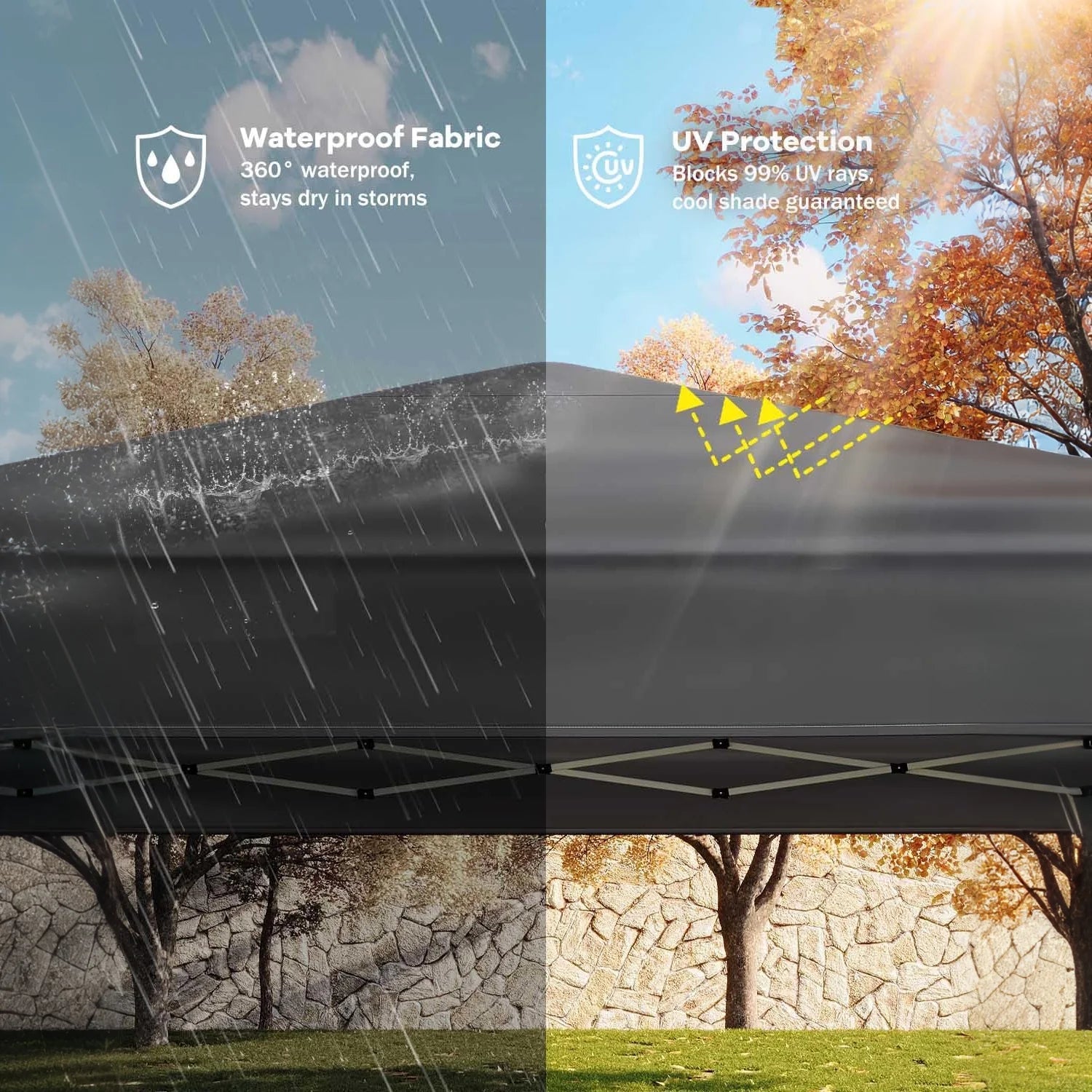 Garvee Pop Up Pavillon 3×3 m, 210D Oxford, Stahlrahmen, Für Camping & Events