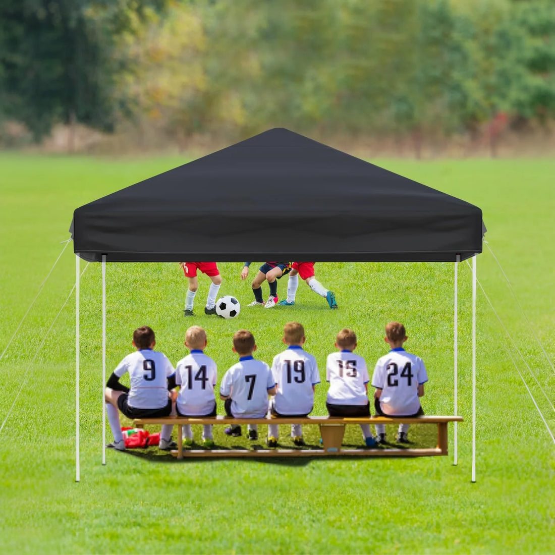 GARVEE Pop-Up Pavillon 3x3 m, Faltpavillon aus 210D Oxford, Robustes Stahlgestell, Wetterfest und Stabil für Camping, Gartenpartys und Outdoor-Events, Schwarz