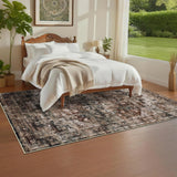Garvee Vintage-geometrischer Kurzflor-Teppich mit Medaillon-Muster, maschinenwaschbar & rutschfest, 3D-Hoch-Tief-Struktur – braun, 160x230 cm