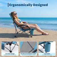 Garvee 4er-Set Strandstühle faltbar, verstellbare Campingstühle mit hoher Rückenlehne, Rucksackgurten, Getränkehalter und 150 kg Tragkraft, für Strand, Camping & Garten