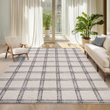 Garvee Geometrischer Linien-Teppich, 4 Farben, 6 Größen, rutschfest & waschbar, 100% Polyester, TPR-Rückseite, 0,4 cm flach, Wohnzimmer & Flur - Beige