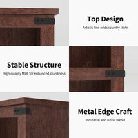 Garvee Bücherregal 4 Ebenen 80 x 32 x 102 cm, breites Standregal aus Holz mit 3 Regalbereichen, stabiles Aufbewahrungsregal im Industrie-Look, Rotbraun