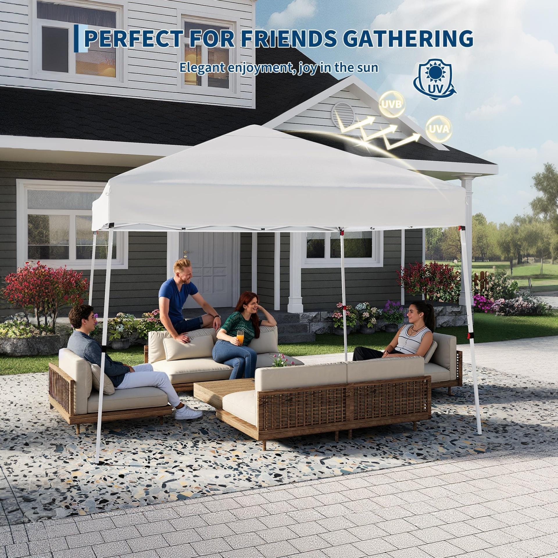 Garvee Pop Up Pavillon 3×3 m, Wasserdicht, UV-Schutz, Höhenverstellbar, Stahlrahmen, Weiß