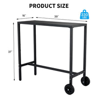 Garvee Bartisch 99 cm, Mit Rollen & Verstellbaren Füßen, Stahl, Wetterfest, Für Balkon & Patio, Schwarz