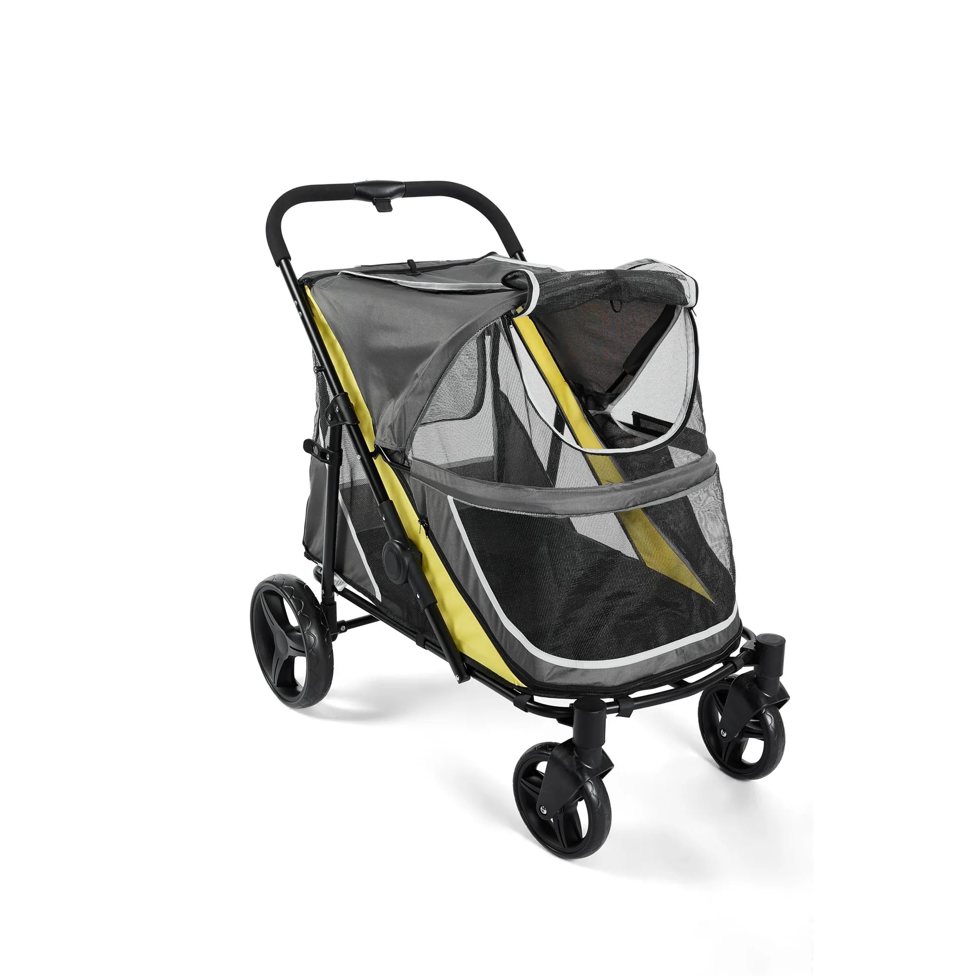 Garvee Hundebuggy für große Hunde 90 × 60 × 51 cm, faltbarer Haustierbuggy mit Aluminiumrahmen, 360° schwenkbaren Rädern und atmungsaktivem Mesh, Grau