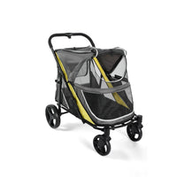 Garvee Hundebuggy für große Hunde 90 × 60 × 51 cm, faltbarer Haustierbuggy mit Aluminiumrahmen, 360° schwenkbaren Rädern und atmungsaktivem Mesh, Grau