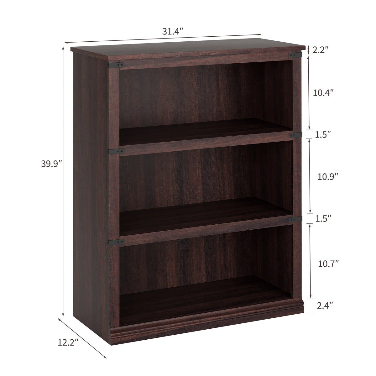 Garvee kirschrotbraunes Bücherregal für Wohnzimmer Büro Schlafzimmer und Flur