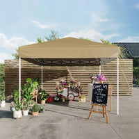 GARVEE Pop-Up Pavillon 3x3 m, Faltpavillon aus 210D Oxford, Robustes Stahlgestell, Wetterfest und Stabil für Camping, Gartenpartys und Outdoor-Events, Khaki