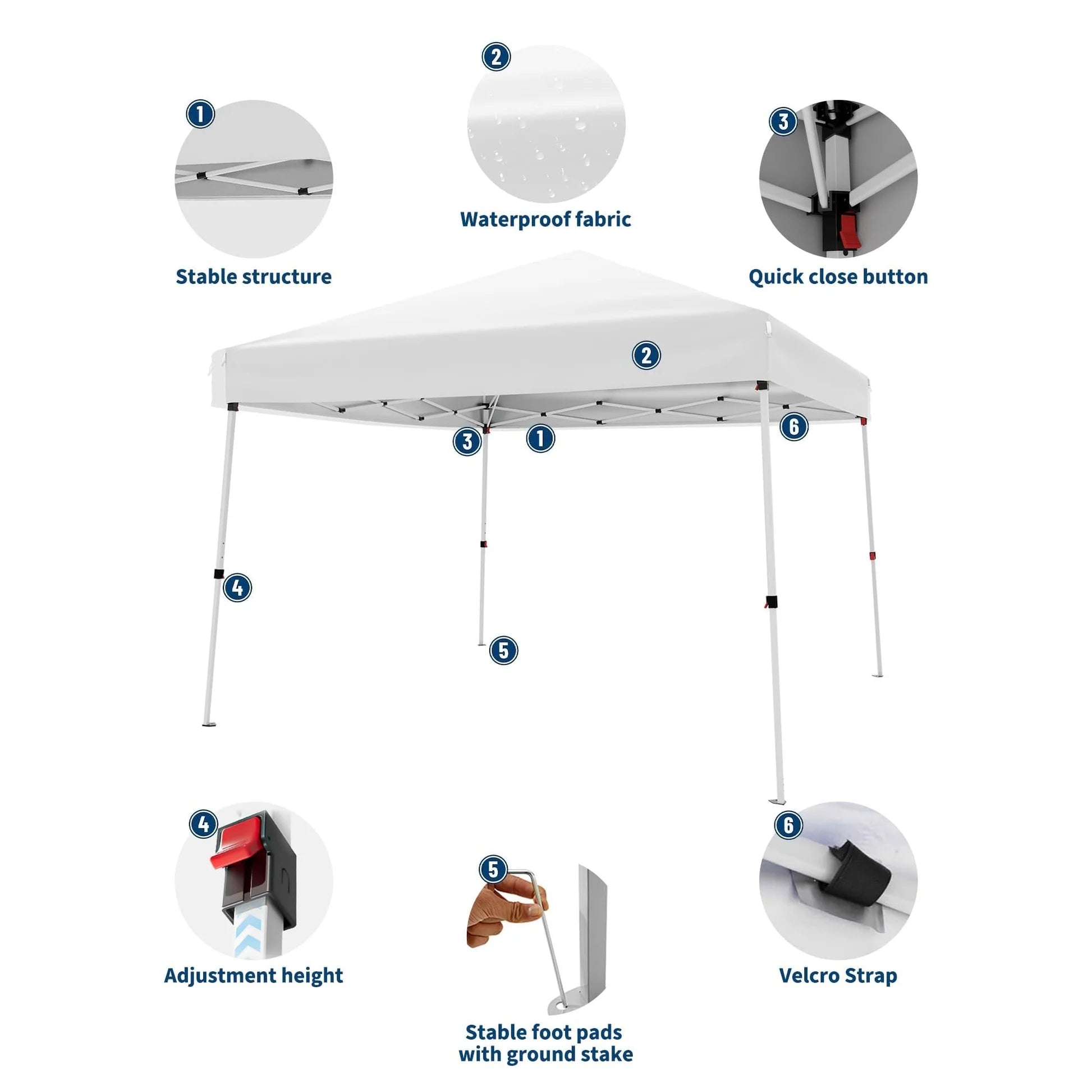 Garvee Pop Up Pavillon 3×3 m, Wasserdicht, UV-Schutz, Höhenverstellbar, Stahlrahmen, Weiß