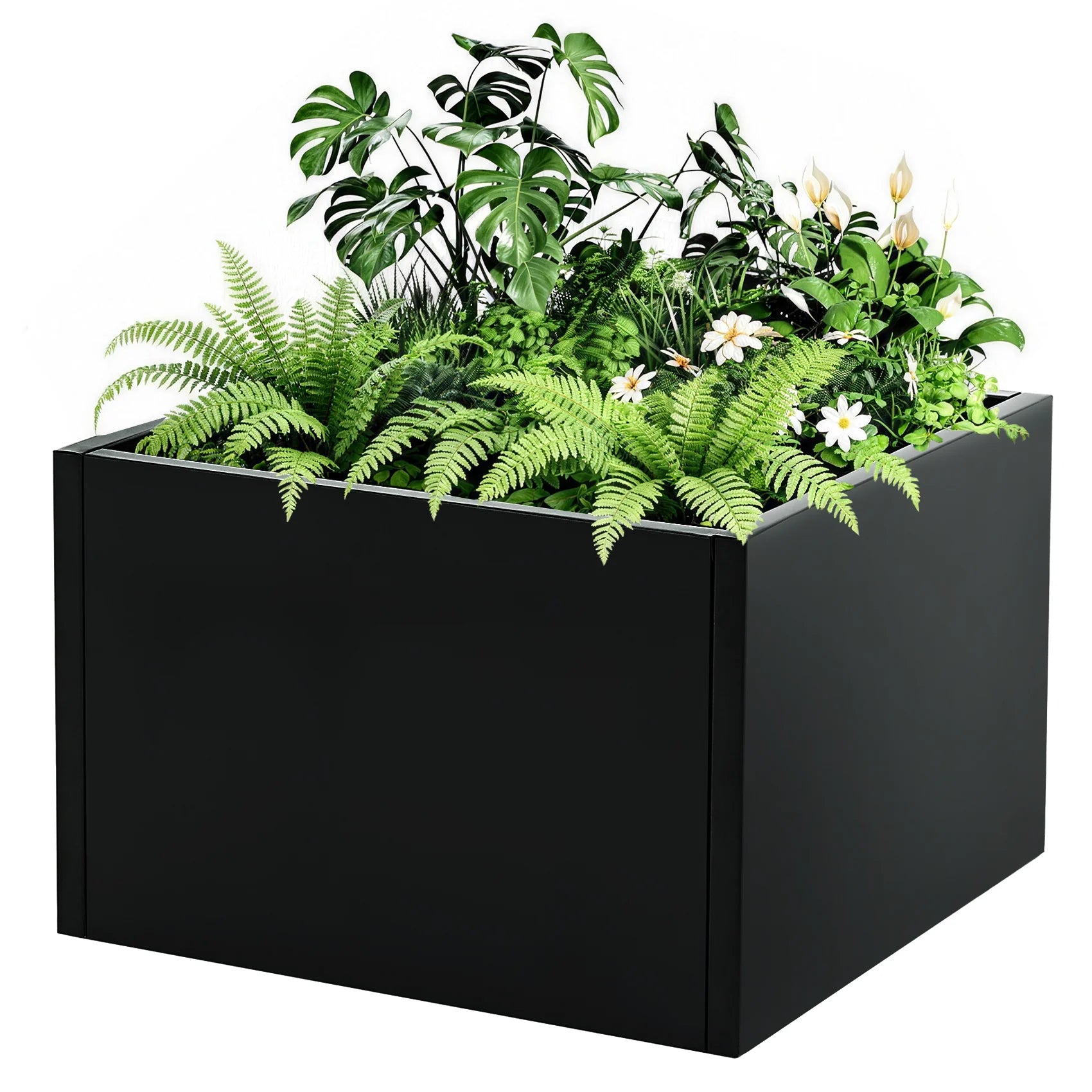 GARVEE Hochbeet aus Metall 46 x 46 x 30 cm, Pulverbeschichteter Pflanzkasten für Garten & Terrasse, Robustes Stahl-Hochbeet für Gemüse, Blumen und Kräuter, Mit Boden