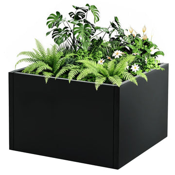 GARVEE Hochbeet aus Metall 46 x 46 x 30 cm, Pulverbeschichteter Pflanzkasten für Garten & Terrasse, Robustes Stahl-Hochbeet für Gemüse, Blumen und Kräuter, Mit Boden